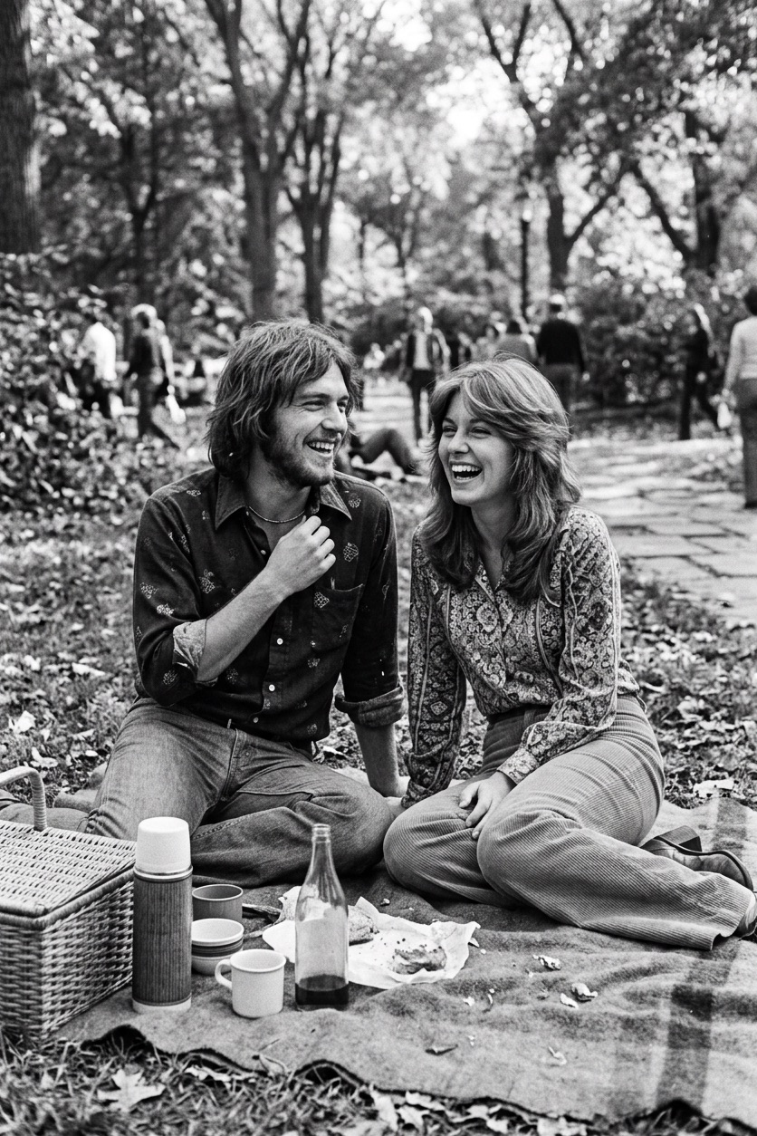 Black and white photograph, 1970s Couple