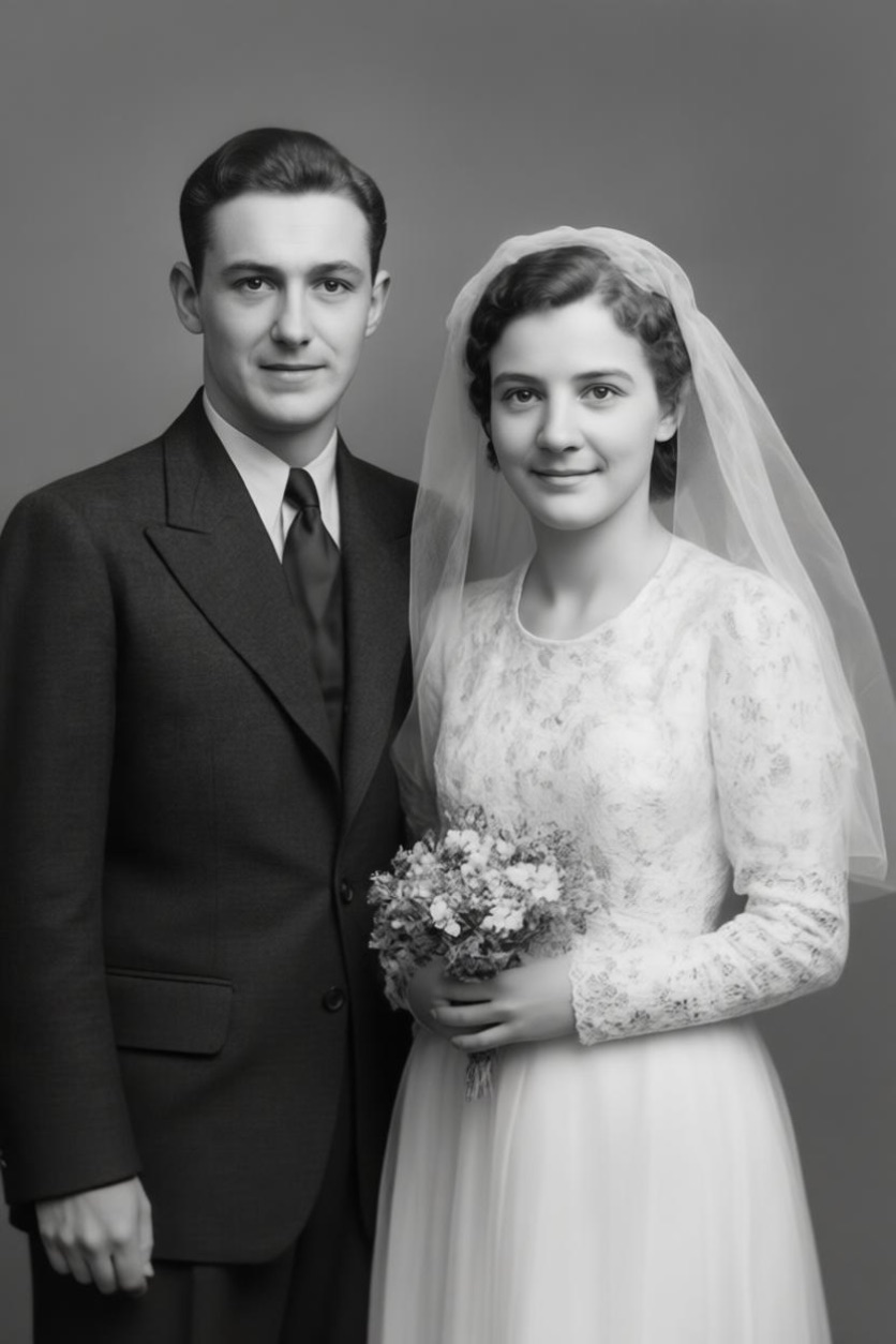 Restored wedding photograph