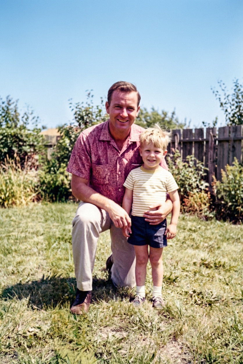 Restored father and son photograph